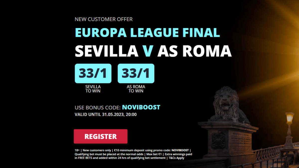 Sevilla vs Roma Betting Promo: Back Sevilla or Roma at 33/1 Odds to Win with Novibet