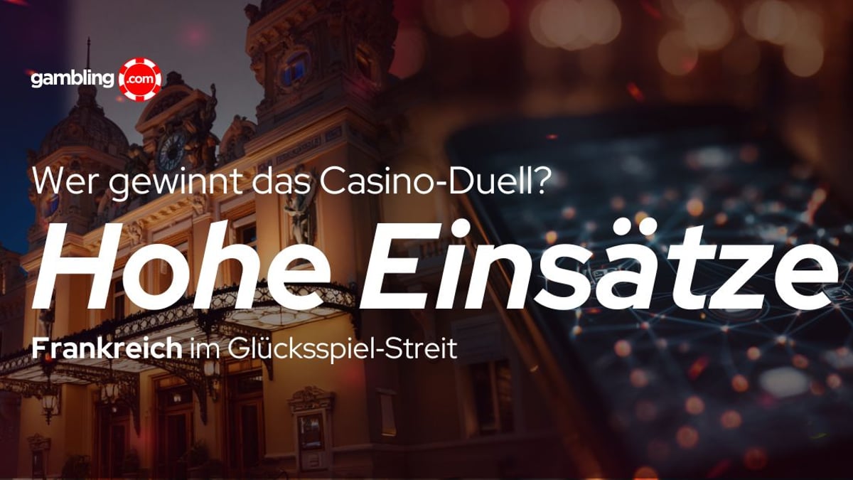 Frankreichs Casino-Streit eskaliert Ein Symbolbild, das den Konflikt zwischen landbasierten Spielbanken (Casinos de France) und Online-Anbietern (AFJEL) in Frankreich darstellt.