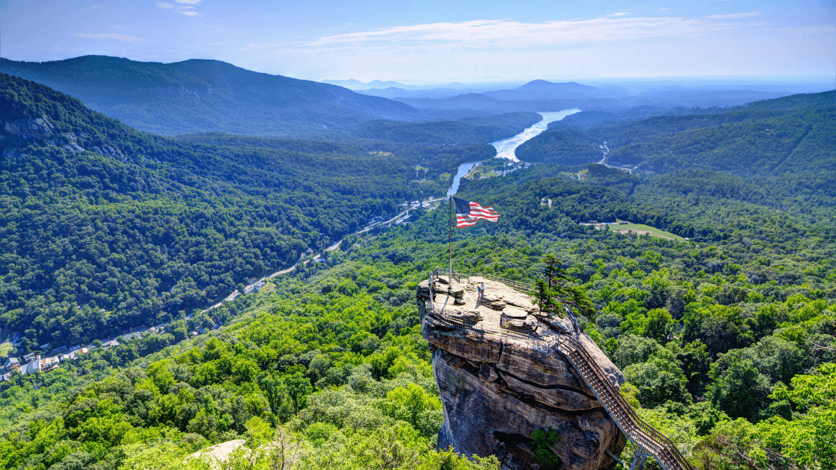NC Sports Betting: Pre-Registrations Now Open at 7 Sportsbooks Chimney Rock at Chimney Rock State Park in North Carolina, USA.