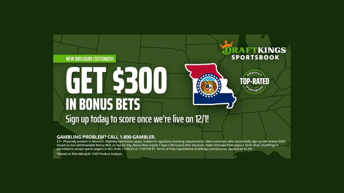 DraftKings Missouri Promo Code: Pre-Register Now for $300 Bonus (Nov. 19) DraftKings Missouri Promo Code: Pre-Register Now for $300 Bonus (Nov. 19)