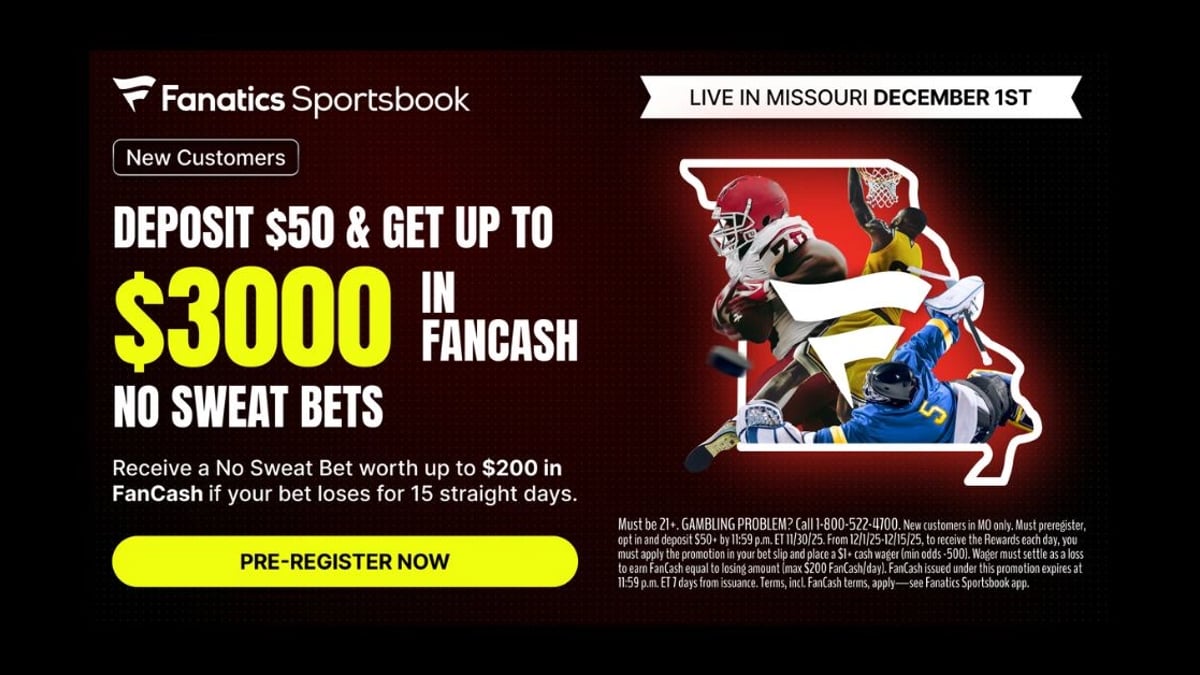 Fanatics Sportsbook Missouri Promo: Deposit $50, Get up to $3K in FanCash (Nov. 17)