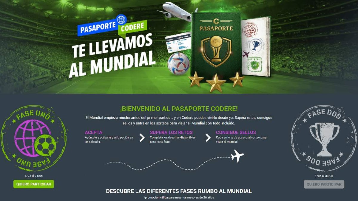 Codere te lleva al Mundial: apuesta y gana un viaje con todo incluido Codere te lleva al Mundial: apuesta y gana un viaje con todo incluido