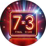 7-3 final score on a LED scoreboard