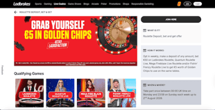 Ladbrokes Roulette Golden Chips