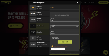 Bluffbet Casino Depositing Money