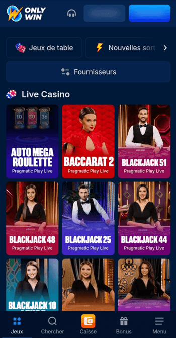 OnlyWin Casino Mobile