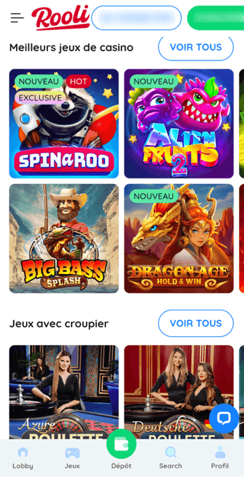 Rooli Casino Jeu Mobile CAFR