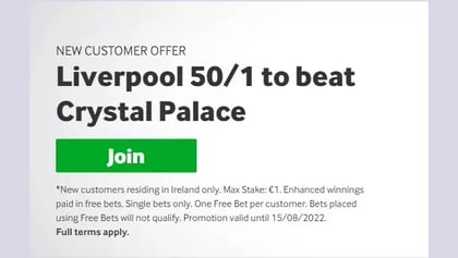 Liverpool vs Crystal Palace Odds: Betway Offering 50/1 Price Boosts On Home Win