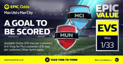 Man Utd vs Man City Odds: A Goal To Be Scored In The Derby - Was 1/33 - Now Evens With William Hill