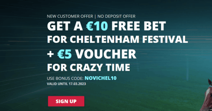 Cheltenham Betting Offers: Get a €10 Cheltenham Festival No Deposit Free Bet with Novibet