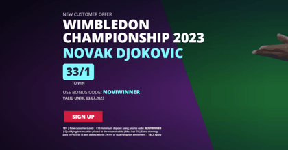 Wimbledon Betting Promo: Back Novak Djokovic at 33/1 Odds to Win Wimbledon with Novibet