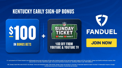 FanDuel Kentucky Promo Code: $100 off NFL Sunday Ticket + $100 in Bonus Bets