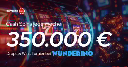 Wunderino Drops & Wins: Echtgeld-Gewinne bis 350.000 € ohne Umsatzbedingungen