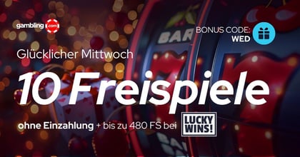 Lucky Wins Casino: Jeden Mittwoch 10 Freispiele gratis + bis zu 480 extra