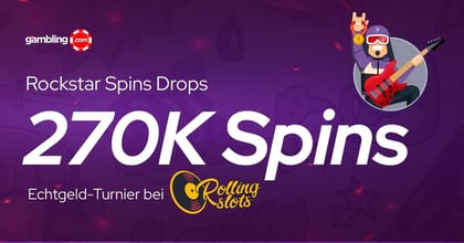 Rolling Slots Rockstar Spins Drops: 270.000 Freispiele im Daily Turnier