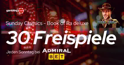 AdmiralBet Sunday Classics: 30 Freispiele für Book of Ra deluxe am Sonntag