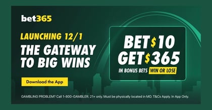 bet365 Missouri Pre-Launch Offer: $365 Bonus Bets on Dec. 1 (11/18)