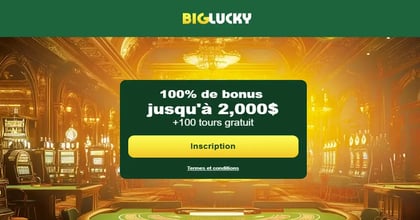 Exclusivité : Big Lucky Casino offre jusqu'à 2 000 C$ + 100 tours gratuits