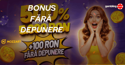 Bonus fără depunere Mozzart Casino - 100 RON la verificare