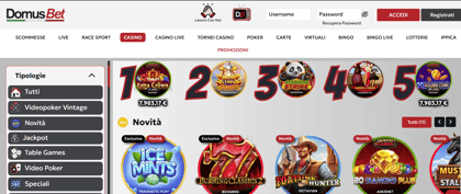 Il Top delle Domusbet Slot Online