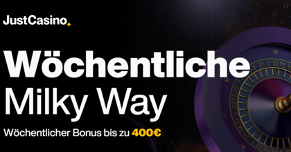 Just Casino Promo: Bis zu 400 € im Weekly Milkyway