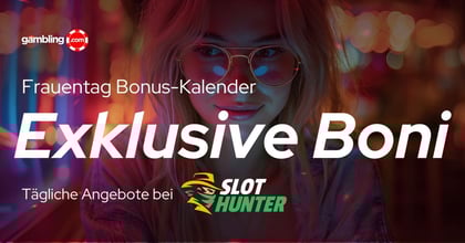 SlotHunter Casino Frauentag Promo mit täglichem Bonuskalender