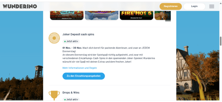 Wunderino - Joker Deposit Cash Spins 