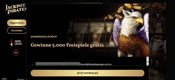Jackpot Piraten - 5.000 Freispiele gewinnen