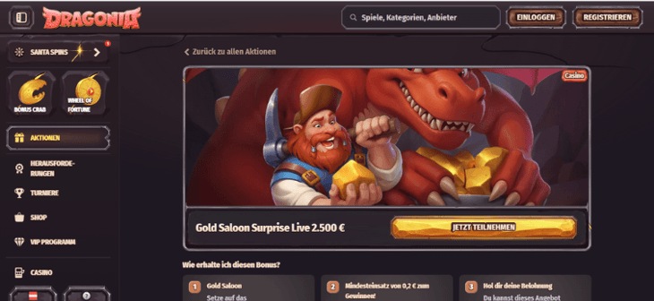 Dragonia Gold Saloon Surprise - 2.500 € Preispool