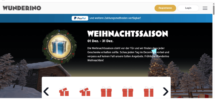 Wunderino - Weihnachtssaison mit 100 Geldpreisen