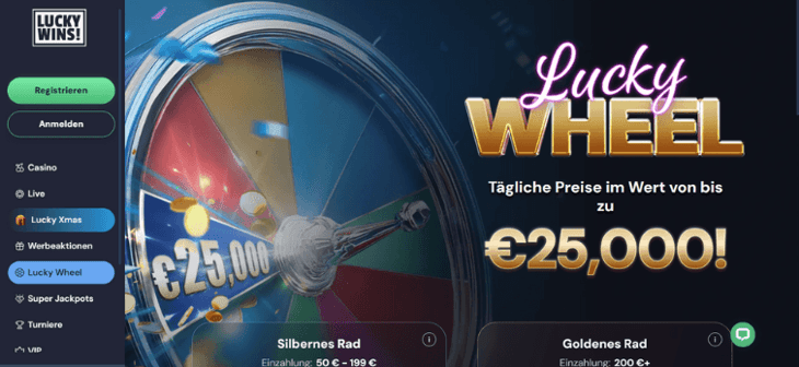 Lucky Wins Casino - Lucky Wheel - 25.000 € Preispool