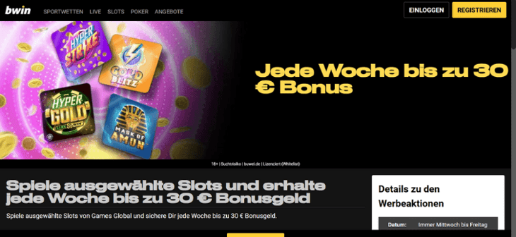 Bwin - Jede Woche bis zu 30 €