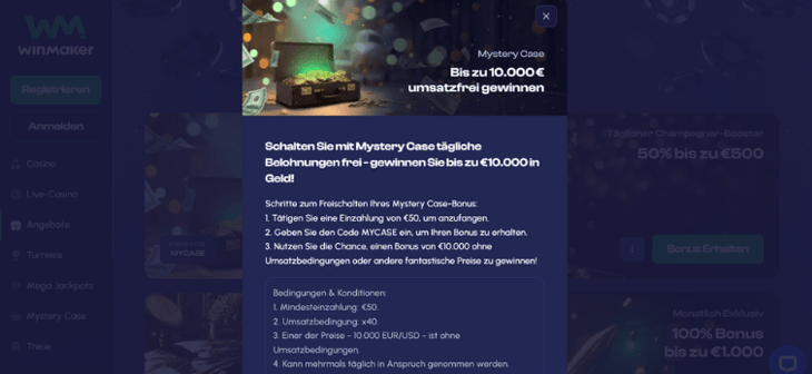 Winmaker Casino - Mystery Case - 15.000 € Preispool