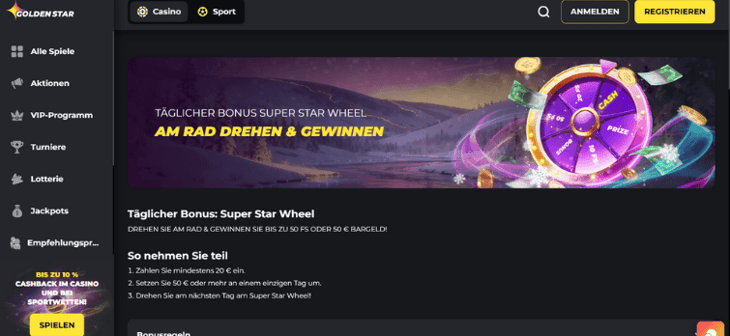 Golden Star - Superstar Wheel - Tägliche Belohnungen