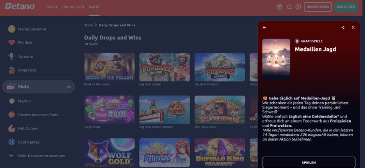 Betano - Medaillen Jagd mit Gratis Spins
