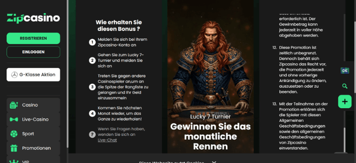 Zip Casino - Lucky 7 Turnier - 2.000 € Preispool