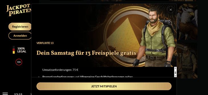 Jackpot Piraten - Freispiele am Samstag