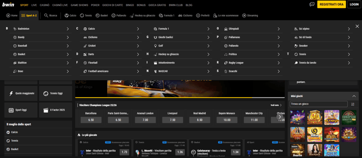 bwin sport mercati