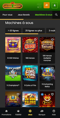 Casino Classic sur mobile