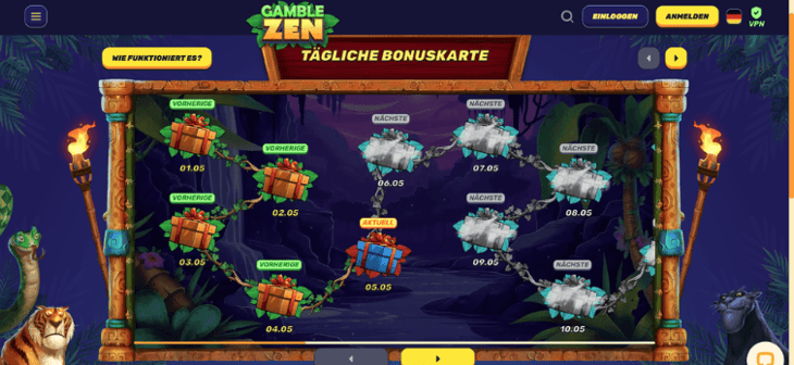 GambleZen Bonuskarte - tägliche Überraschungsboni