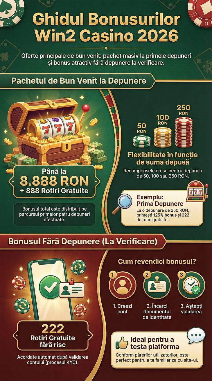 ghid bonus win2 casino 2026 bonus de bun venit