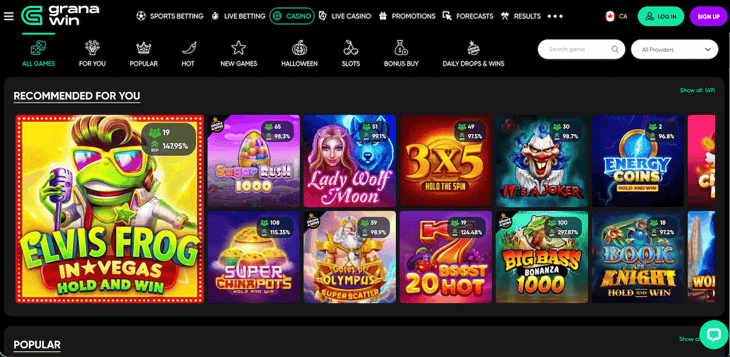 GranaWin Casino home