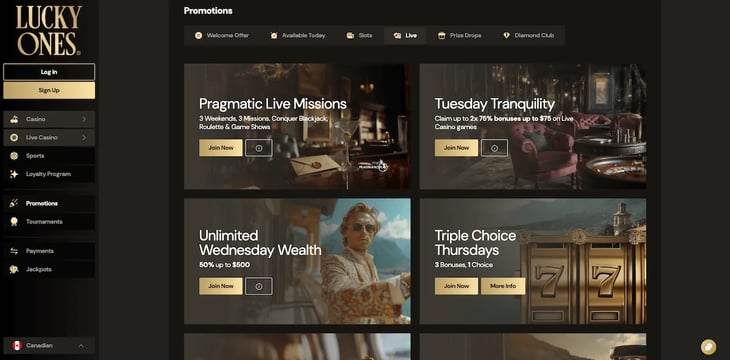 LuckyOnes casino bonuses