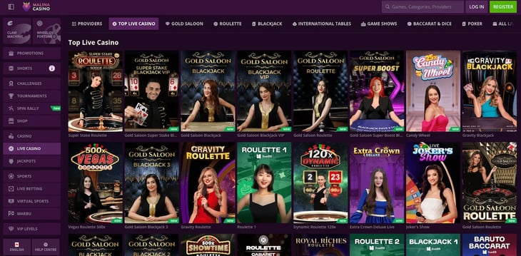 Malina casino live dealer