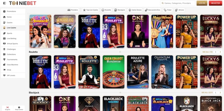 Tooniebet Casino games