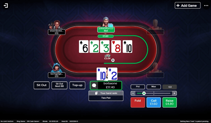 Cash Games at Virgin Games Poker