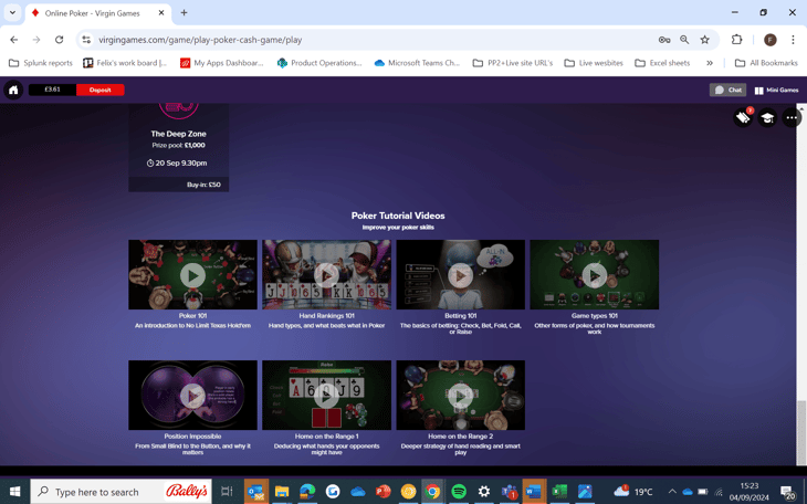 Virgin Games Poker Lobby