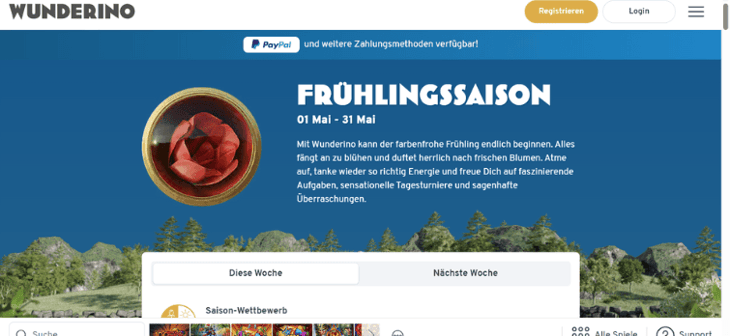 Wunderino - Frühlings Saison mit 7.500 € Preispool