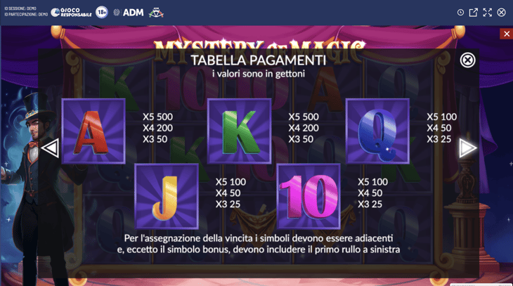 Simboli Basso-Payout-MysteryofMagic-Slot
